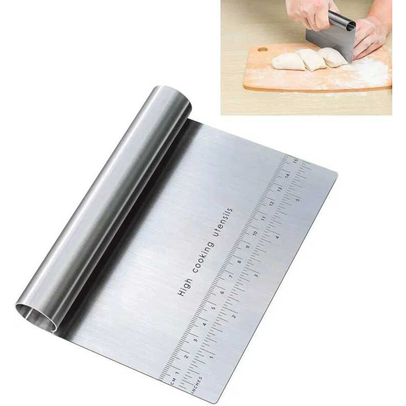 C Stainless Steel Cake Scraper Pastry Cutters Baking Cake Cooking Dough Scraper Fondant Spatulas Ed