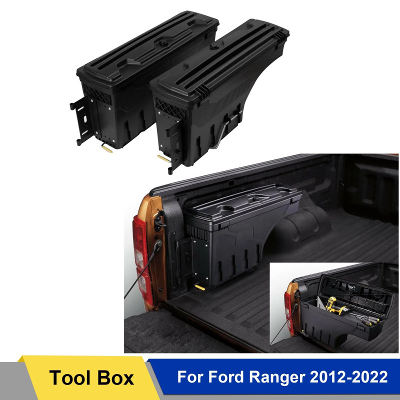 2PCS/SET Truck Bed Toolbox Lockable Storage Box Case Tool Box for Ford Ranger T6 T7 T8 2012-2022  W