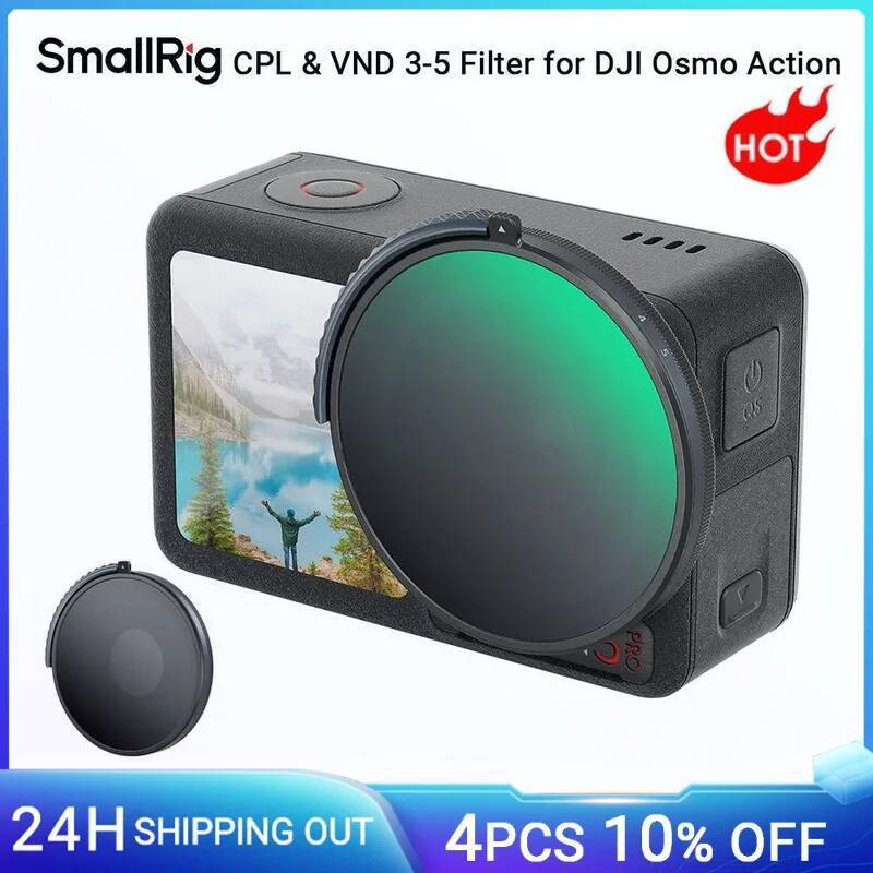 SmallRig CPL & VND 3-5 Filter สําหรับ DJI Osmo Action 4 Combining ND8 ND16 ND32 CPL Fiter ลงใน One, 