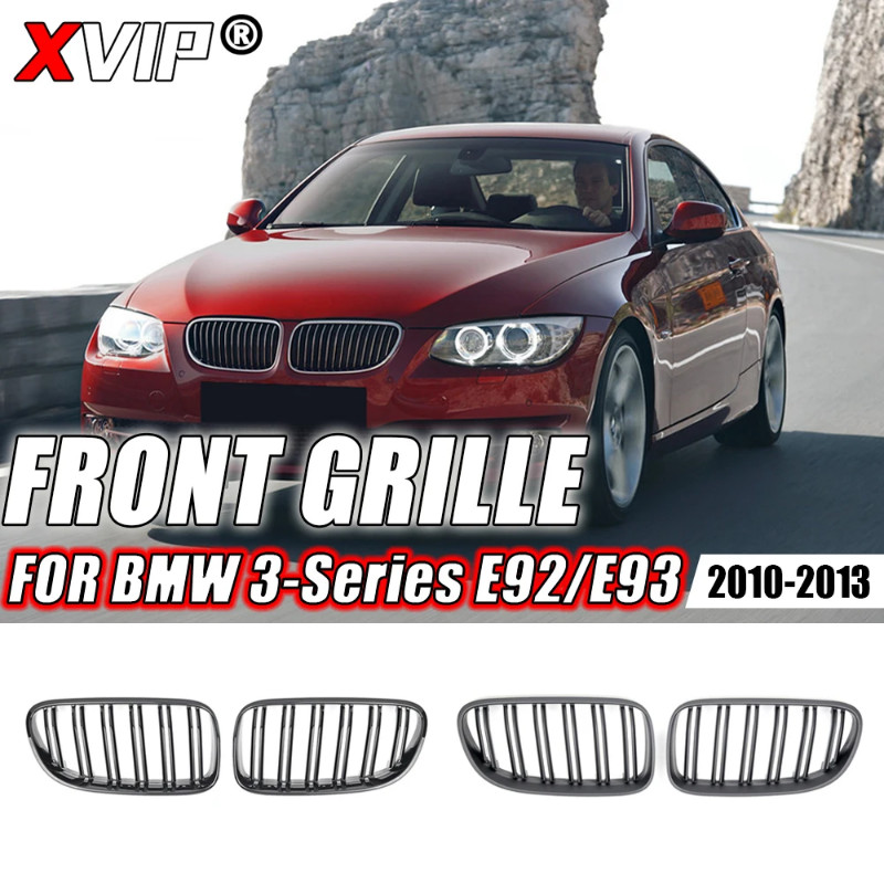 XVIP Gloss Double Line Style Upper Grilles For BMW 3 Series E92 E93 2010-2013 328i 335i Silver Diam
