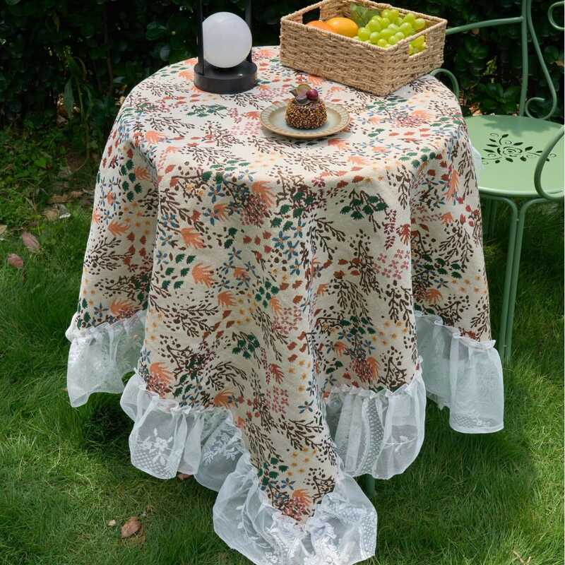 Yimanqiyun ผ้าปูโต๊ะวรรณกรรม American Retro Maple Jacquard กระจกลูกไม้โต๊ะข้างเตียงผ้ากันฝุ่น