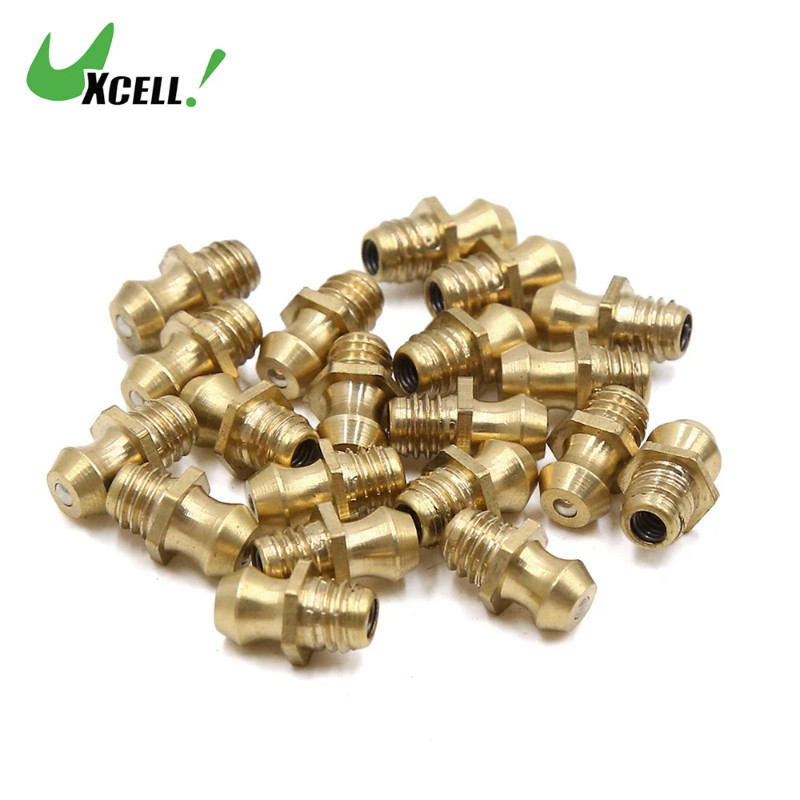 Uxcell 4-40pcs M6 Thread 1mm Pitch Brass Straight 45 Degree 90 Degree Grease Nipple Fitting for Mot