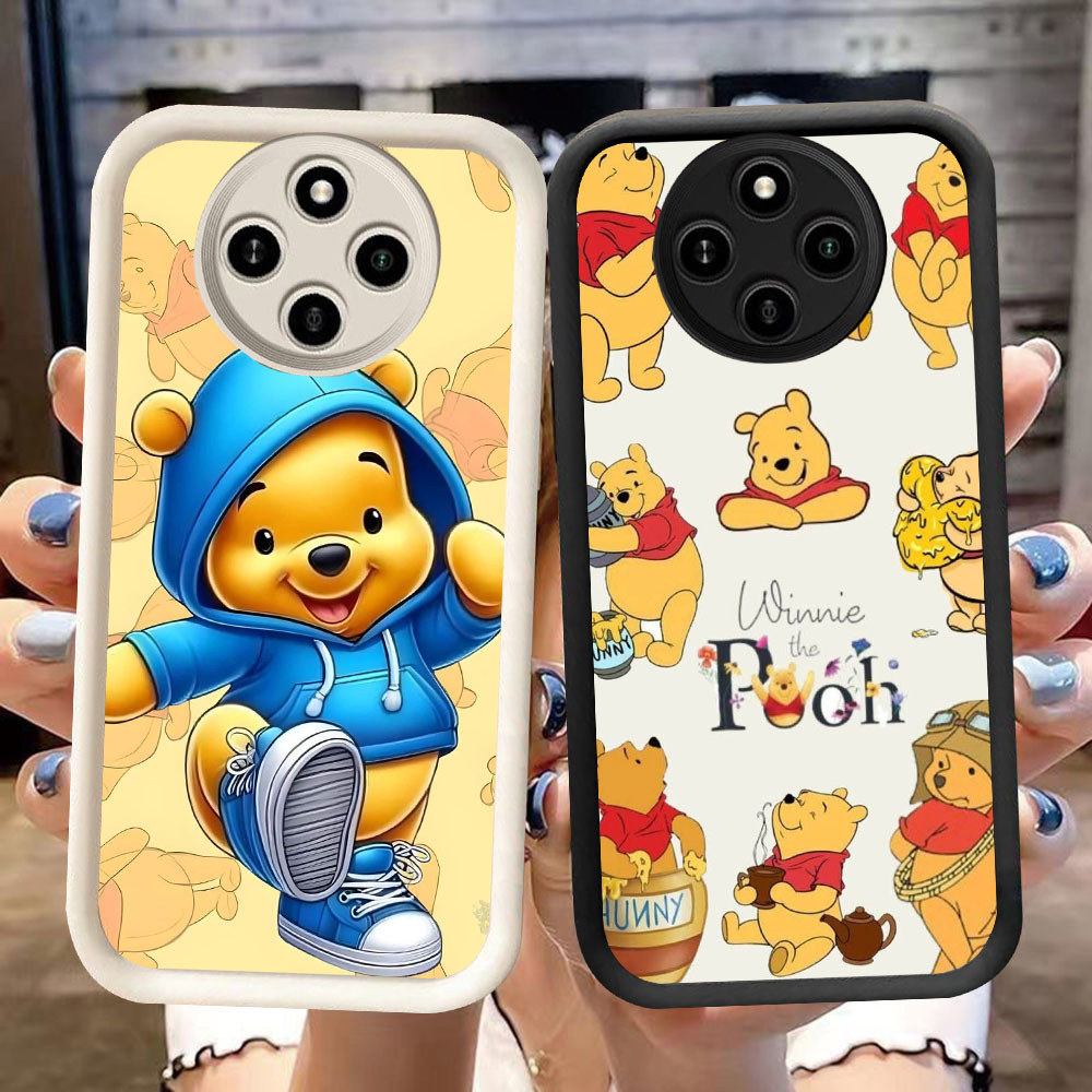 DK-80 Winnie the Pooh ปลอกซิลิโคนสีดําและสีขาวสําหรับ Xiaomi Redmi Poco 14C C61 12 X3 A3 C75 13 A3X 