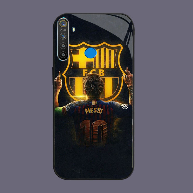 DK-84 FC Messi Casing GLASS soft frame สีดํา OPPO Realme Narzo Reno F27 20 C65 3 5i 5 20A 7 3i 12F 6