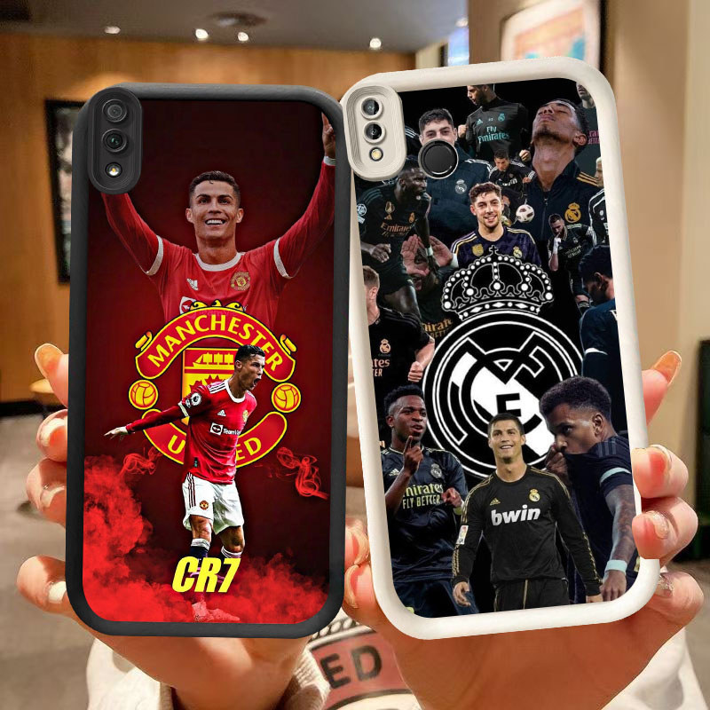 DK-87 ฟุตบอล star Ronaldo ปลอกซิลิโคนสีดําและสีขาวสําหรับ VIVO Y81S Y66 Y91 Y95 Y91i V9 Y81 Y93 Y91C