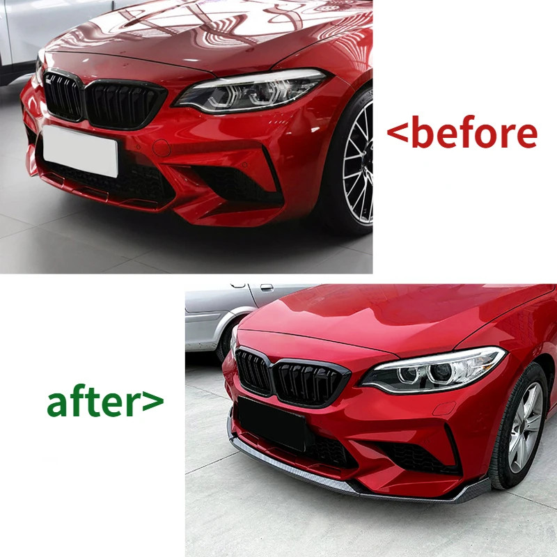 CS Style For BMW 2-Series F87 M2 2016-2021 High Quality 3Pcs Car Front Bumper Spoiler Lip Diffuser