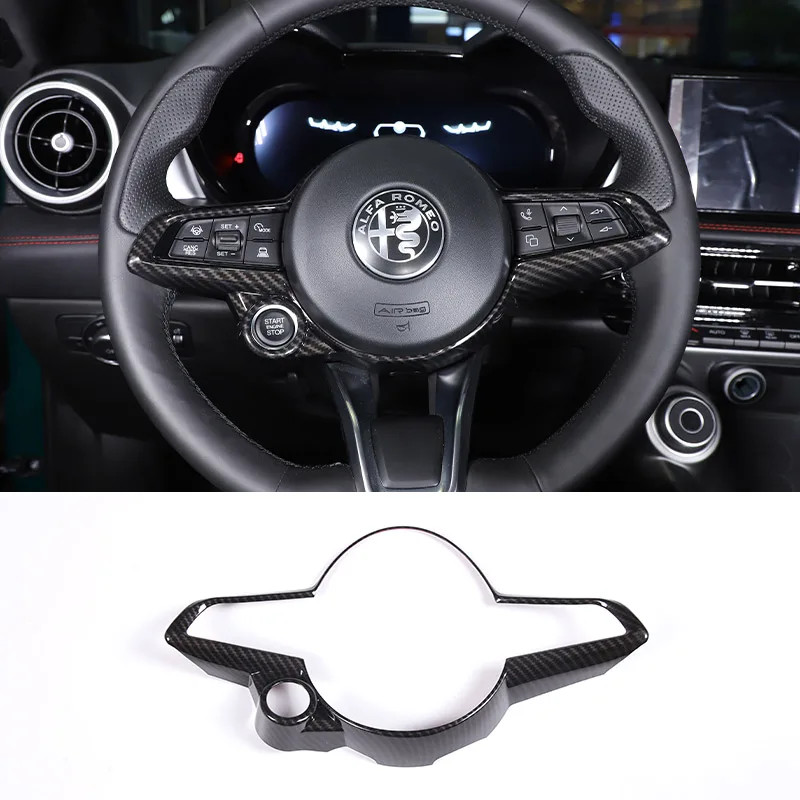 ABS Carbon Fiber/Red For Alfa Romeo Tonale 2022 Car Steering Wheel Decorative Frame Sticker Car Int