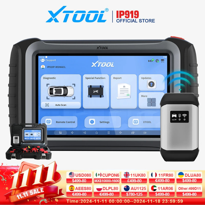 XTOOL IP919 Bluetooth Automotive Scanner ECU Coding 42+ Resets Car Diagnostic Tool Add PRE/POST SCA