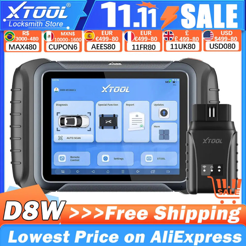 XTOOL D8W D8 WIFI ECU Coding Active Test Key Programming Topology Map 38 Resets OBD2 Scanner CAN FD