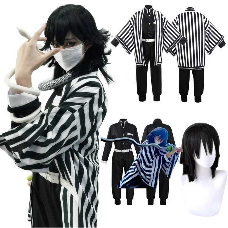 C Anime Cosplay Iguro Obanai Kostuum Halloween Feest Volwassen Kind Halloween Pruik Kleding