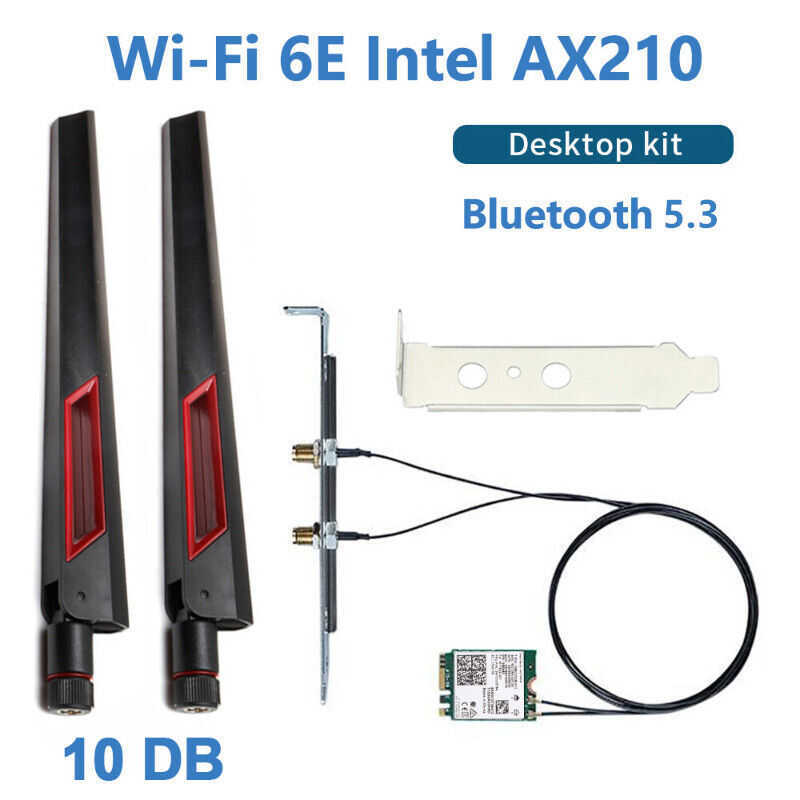 3000Mbps Wi-Fi 6E Intel AX210 บลูทูธ 5.3 ชุดเดสก์ท็อป Wifi 6 AX200 d 10DB เสาอากาศ 802.11ax 2.4G/5 G