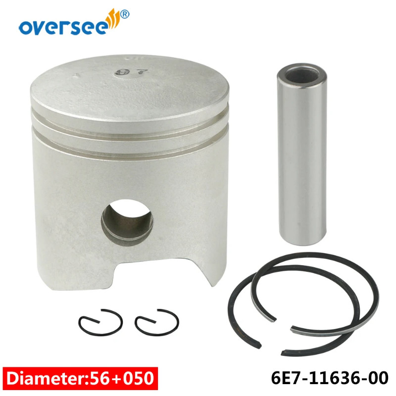 6E7-11636 Piston Kit +050 For Yamaha Outboard Motor 2T 682 63V 63W 684 Series 9.9HP 15HP D56.5MM Pa