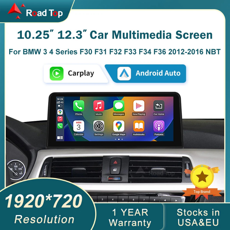 12.3' Wireless CarPlay Linux System Multimedia Display For BMW Series 3 4 F30 F31 F32 F33 F34 F36 A
