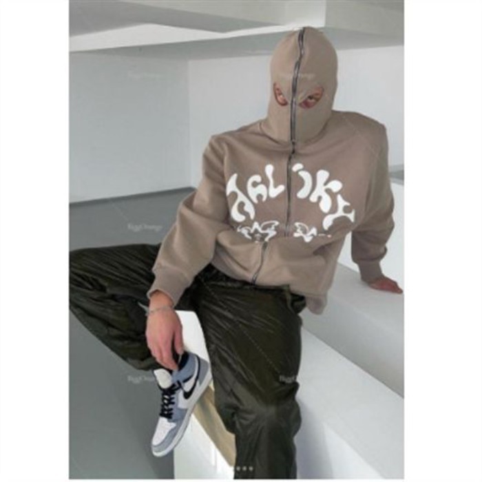 Zip Hoodie Letter Star รูปแบบเสื้อแขนยาว Y2K Hoodie ตลกแปลกฮาโลวีนเครื่องแต่งกาย