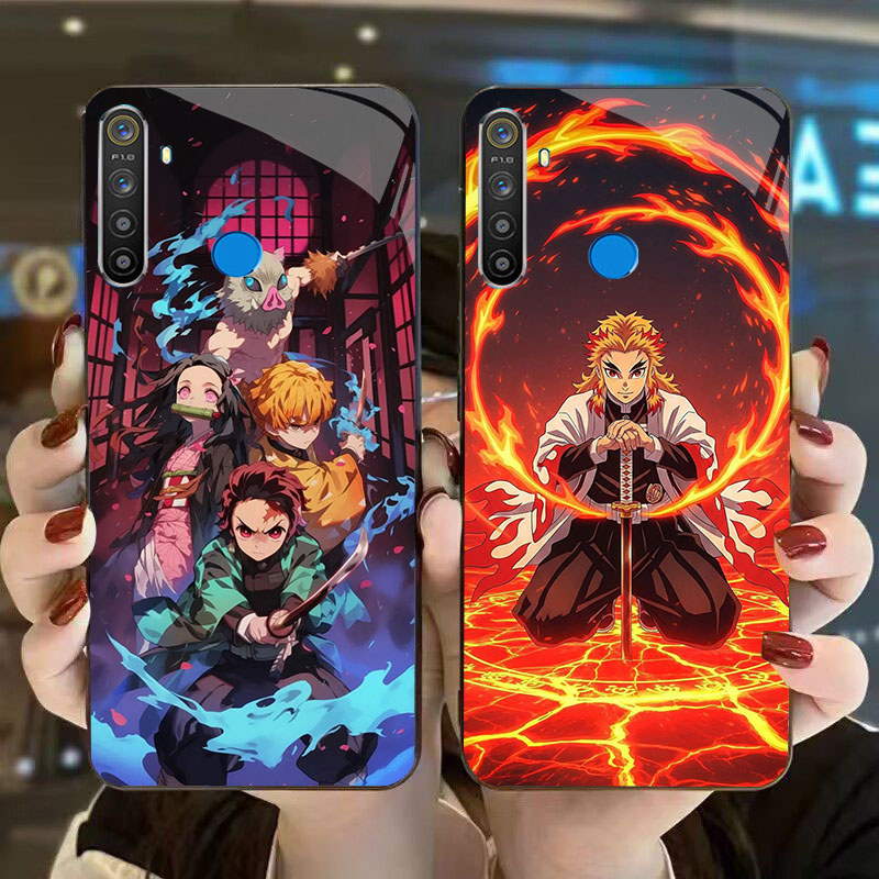 DK-59 Demon Slayer X Casing GLASS soft frame สีดํา OPPO Realme Narzo Reno F27 20 C65 3 5i 5 20A 7 3i