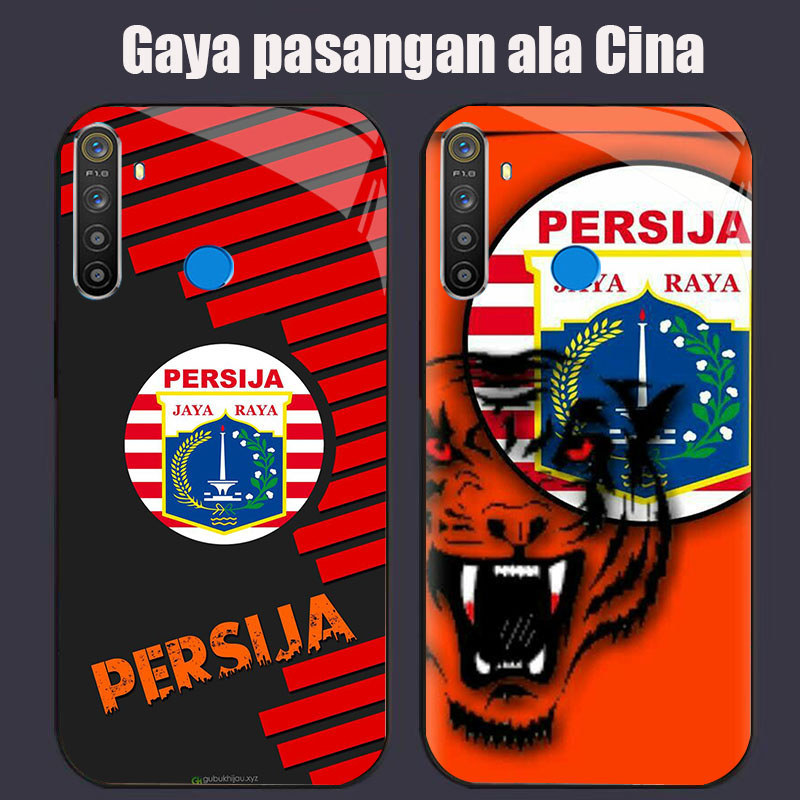 DK-65 อินโดนีเซีย FC Persita ปลอก GLASS กรอบนุ่มสีดํา OPPO Realme Narzo Reno F27 20 C65 3 5i 5 20A 7