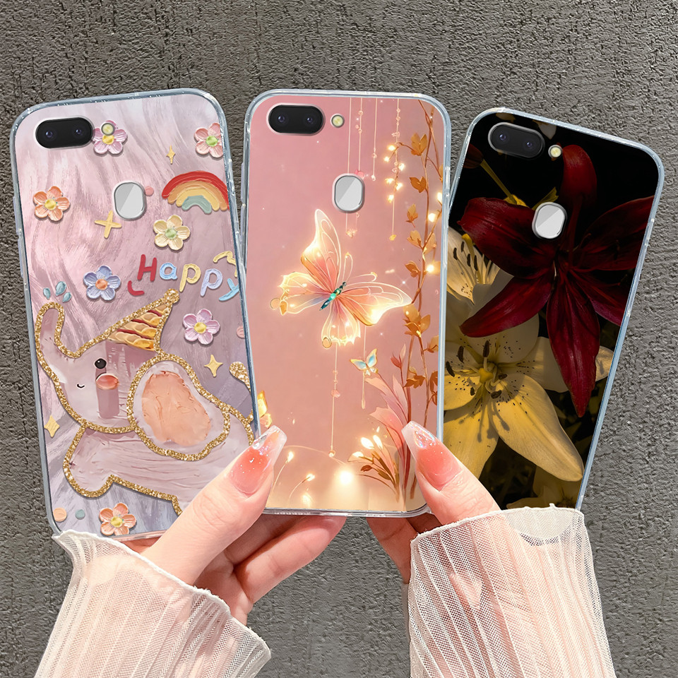 สําหรับ OPPO R11 R11 + R11S R11S + ปลอกประกายผีเสื้อ Rainbow ทนทานลื่นป้องกันซิลิโคนนุ่มกรณีโปร่งใสส