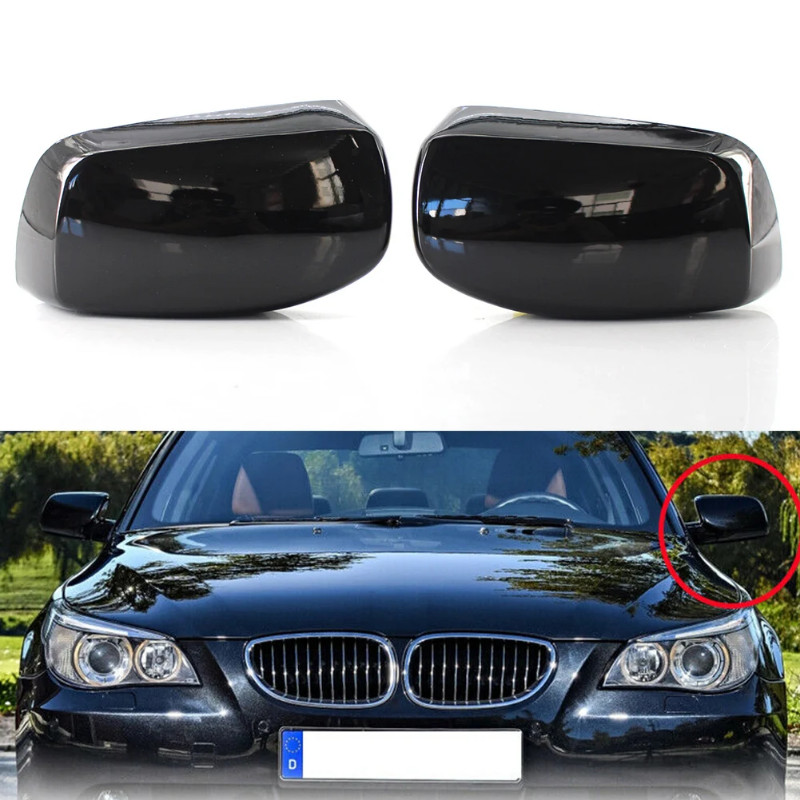 2Pcs Car Door Rearview Side Mirrors Cover Shell Case For BMW E60 E61 E63 E64 5 6 Series 2003 2004 2