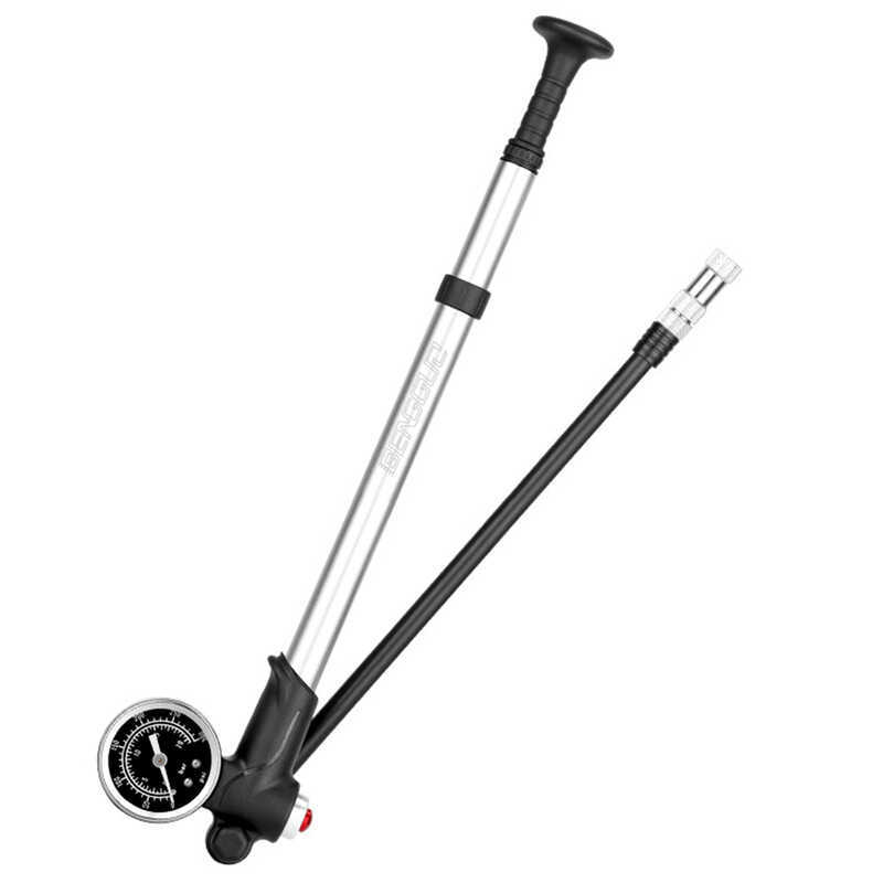 ช็อตพร้อมเกจวัด 300PSI ปั๊มลมยางจักรยานแรงดันสูง Iator สําหรับส้อมจักรยานและระบบกันสะเทือนด้านหลัง