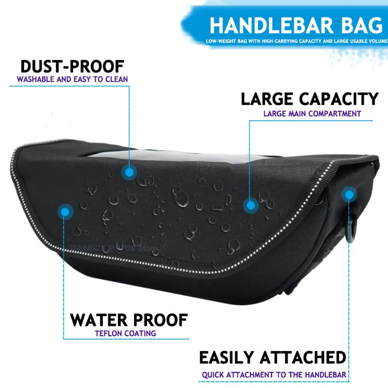 For KLR650 Adventure ABS KLX300 KLX230S   Motorcycle Waterproof And Dustproof Handlebar Storage Bag