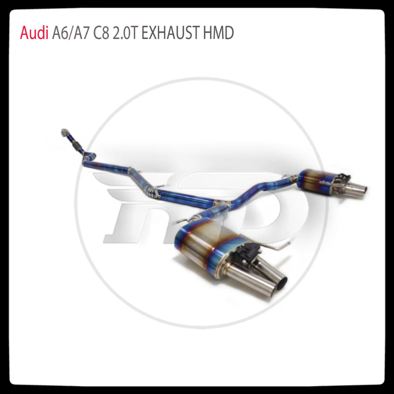 HMD Titanium Alloy Exhaust Systems Performance Catback For Audi A6 A7 C8 2.0T Valve Muffler Front P