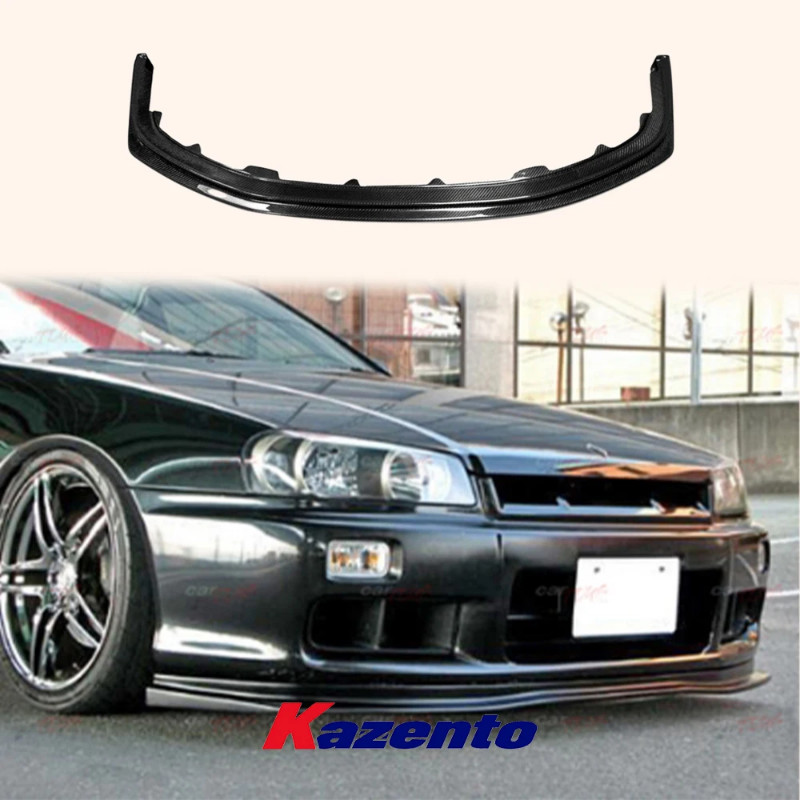 For Nissan Skyline R34 (GTT only) D1 Style Carbon Fiber Front Bumper Bottom Lip
