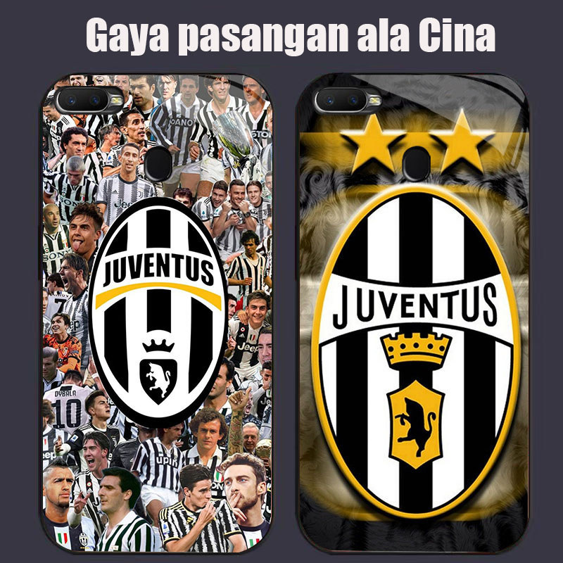 DK-68 JUVENTUS Casing GLASS soft frame สีดํา OPPO Realme F5 F9 F7 A5S A7 A11K A12S 2 A12 Pro