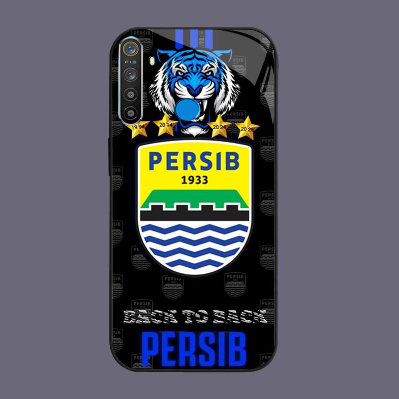 DK-77 Persib โลโก้ปลอก GLASS กรอบนุ่มสีดํา OPPO Realme Narzo Reno F27 20 C65 3 5i 5 20A 7 3i 12F 6i 