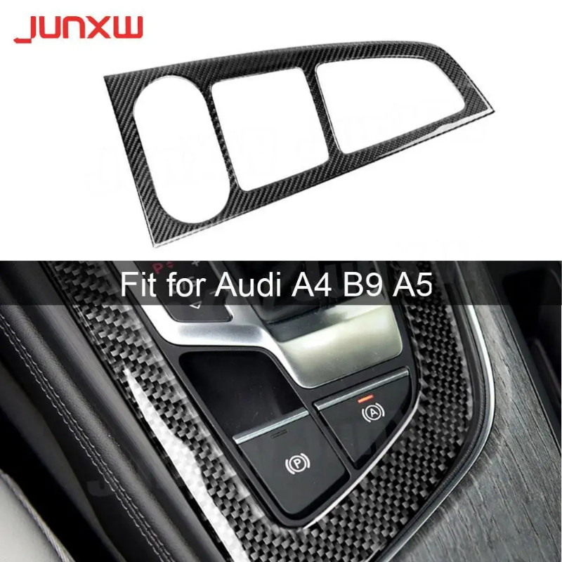 Carbon Fiber Interior Trims Car Gearshift Panel Frame Cover Mouldings Stickers For Audi A4 B9 A5 20