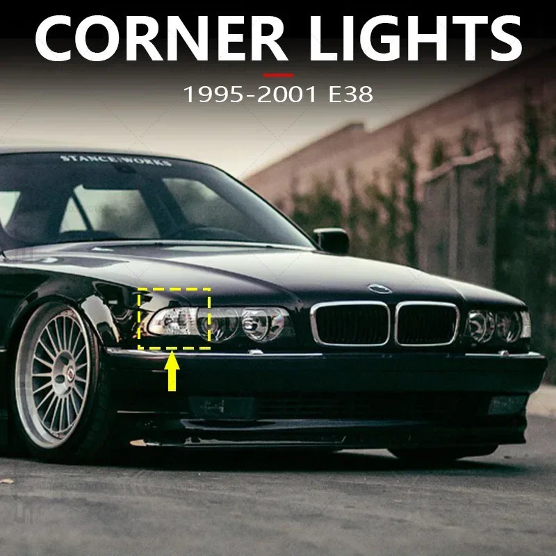 for 1995-2001 E38 BMW 740i 740iL 740iLP 750iL Front Turn Signal Corner Lights Parking Lamps (No Bul
