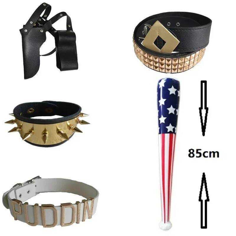 C Suicide Cosplay Squad Quinn Monster Bracelet Belt Necklace Gloves Accessories Full Set Wig Harley