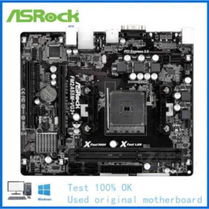 ASRock FM2A58M-VG3 + FM2 + 32GB PCI-E 3.0 SATA 2 USB2.0 A58 Micro ATX เมนบอร์ดสําหรับ AMD A10/A8/A6/