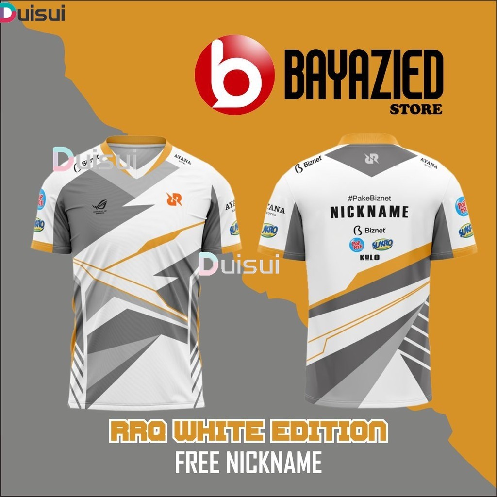 ล่าสุด RRQ White Jersey RRQ White Edition เสื้อยืดเยือนฟรีชื่อฉายผ่าน shopi จ่าย