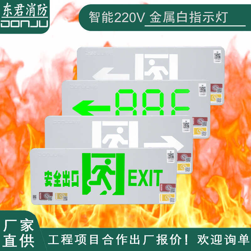 Dongjun Fire ไฟฉุกเฉิน 220V ไฟป้าย Safe Exit Sign Light ในครัวเรือน Evacuation Channel Exit Sign