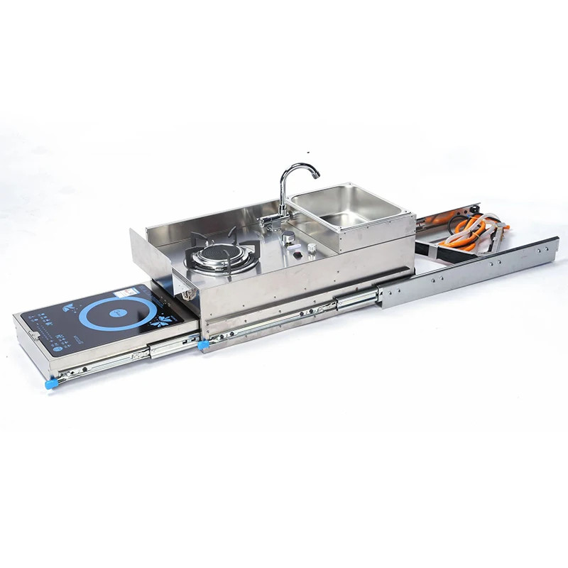 Pull-out gas stove sink induction cooker SUV RV pull-out kitchen mini gas stove induction cooker wi