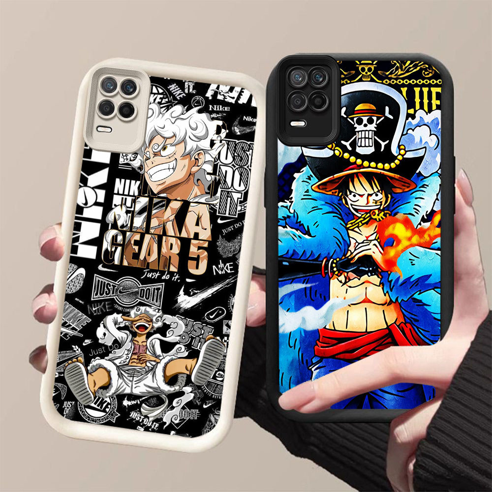 DK-75 One Piece Luffy ปลอกซิลิโคนสีดําและสีขาวสําหรับ OPPO Realme Narzo 30 A54 8S V13 8 Q3 Pro 5G