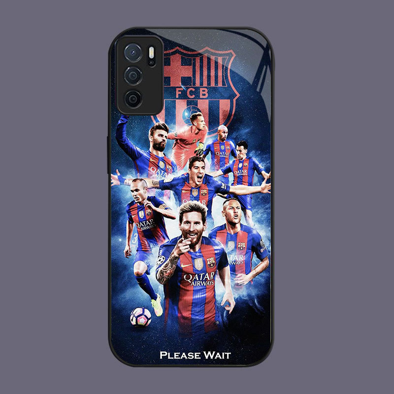 DK-55 Barcelona LOVE Casing GLASS soft frame สีดํา OPPO Reno A16 A74 F19 A54S A16S F19S A95 6 Lite