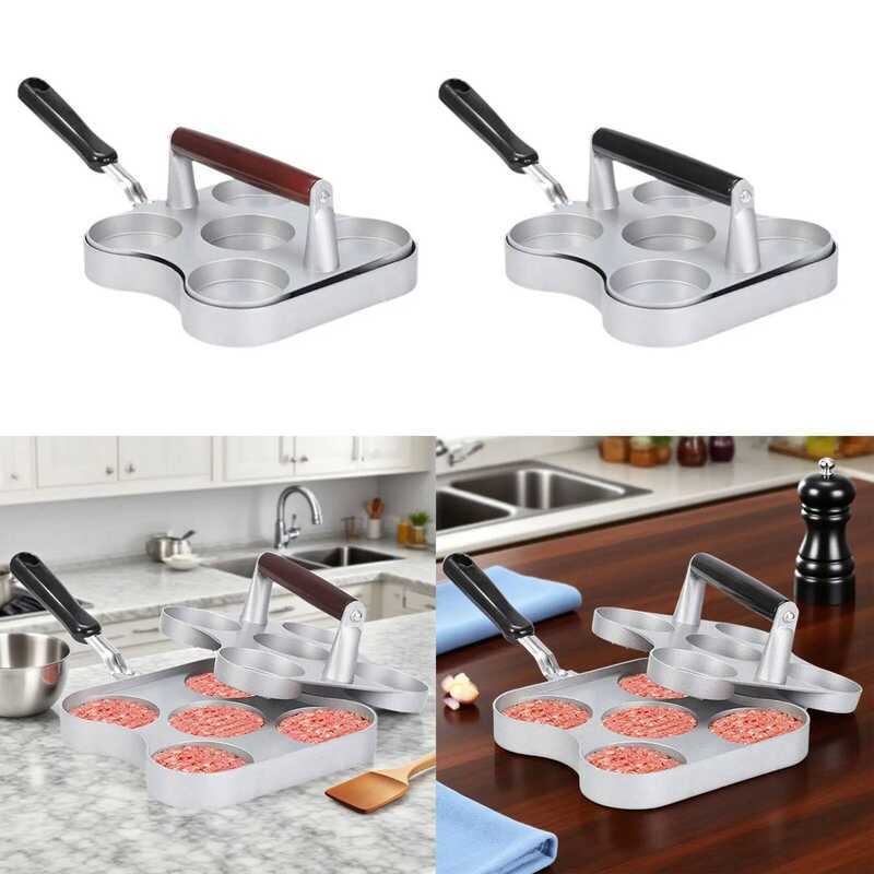 C Burger Press, 6 Grid Double Hole Burger Meat Beef Grill Press, Kitchen Tool
