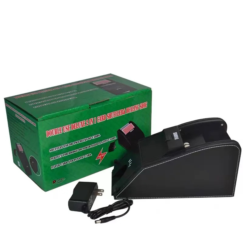 Double Use Deluxe 2 IN 1 Card Shuffler & Dealing Shoe Automatic Casino Playing Card Poker Card Auto