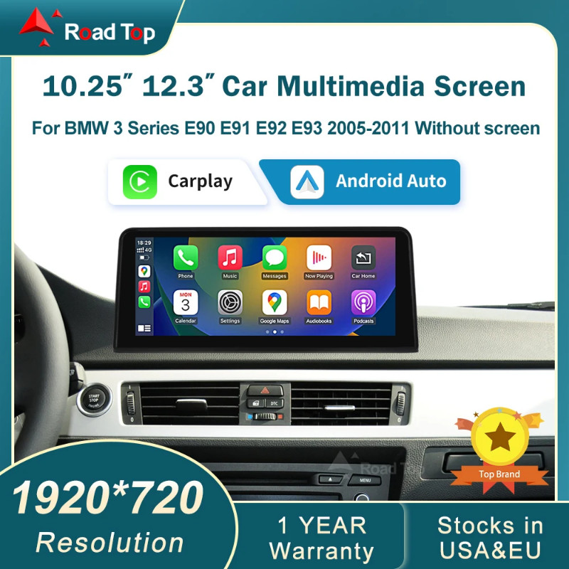 RoadTop Wireless CarPlay Multimedia Linux Screen For BMW Series 3 E90 E91 E92 E93 The Car Without O