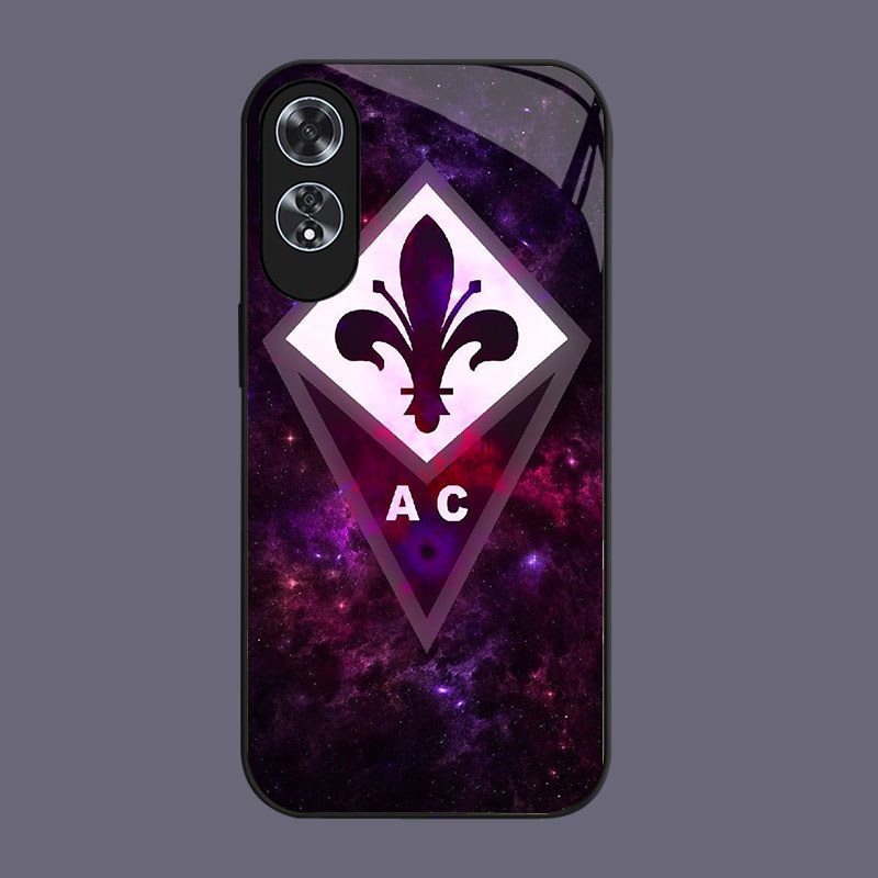 DK-52 AC Fiorentina Casing GLASS soft frame สีดํา OPPO Reno 11F 11 A79 A60 A78 8T A38 A58 A18 A98 5G