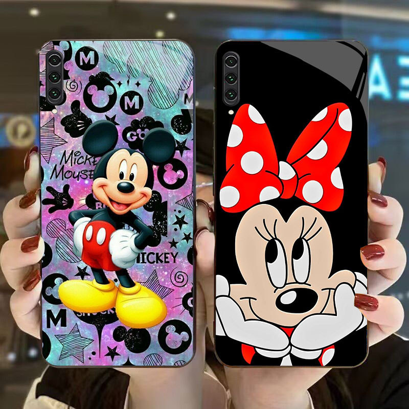 DK-72 Mickey Mouse Casing GLASS soft frame สีดํา Samsung Note A70 10Plus A7 A70S A10 A02 A50 10 2018