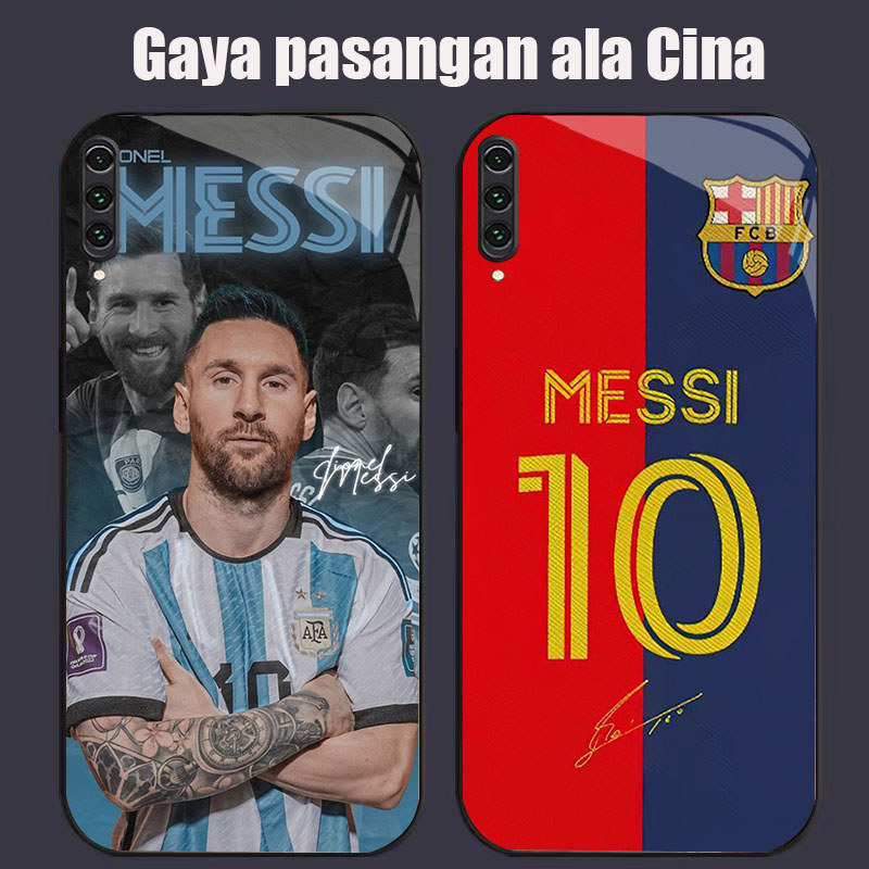 DK-84 FC Messi Casing GLASS soft frame สีดํา Samsung Note A70 10Plus A7 A70S A10 A02 A50 10 2018 Pro