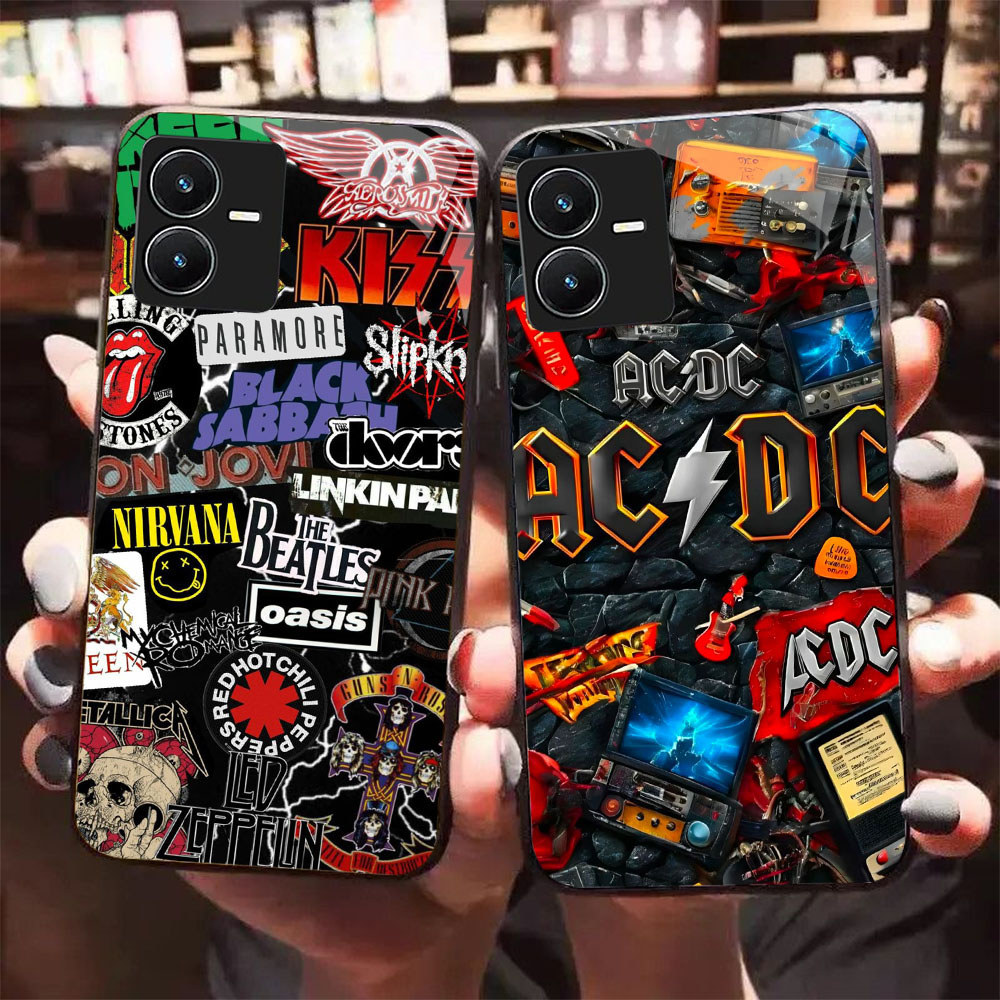 HK-43 Rock Band สีขาวสีดําแก้วแก้วสําหรับ VIVO iQOO Y22 Y28 V25 Y35 Y22S Y55 Z6 Y75 5G