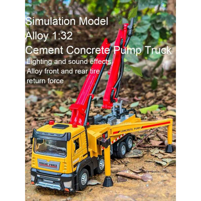 C 1: 32 Cement Concrete Pump Truck Toy Model Alloy Diecast Toys Truck Vehicle With Sound Light Car