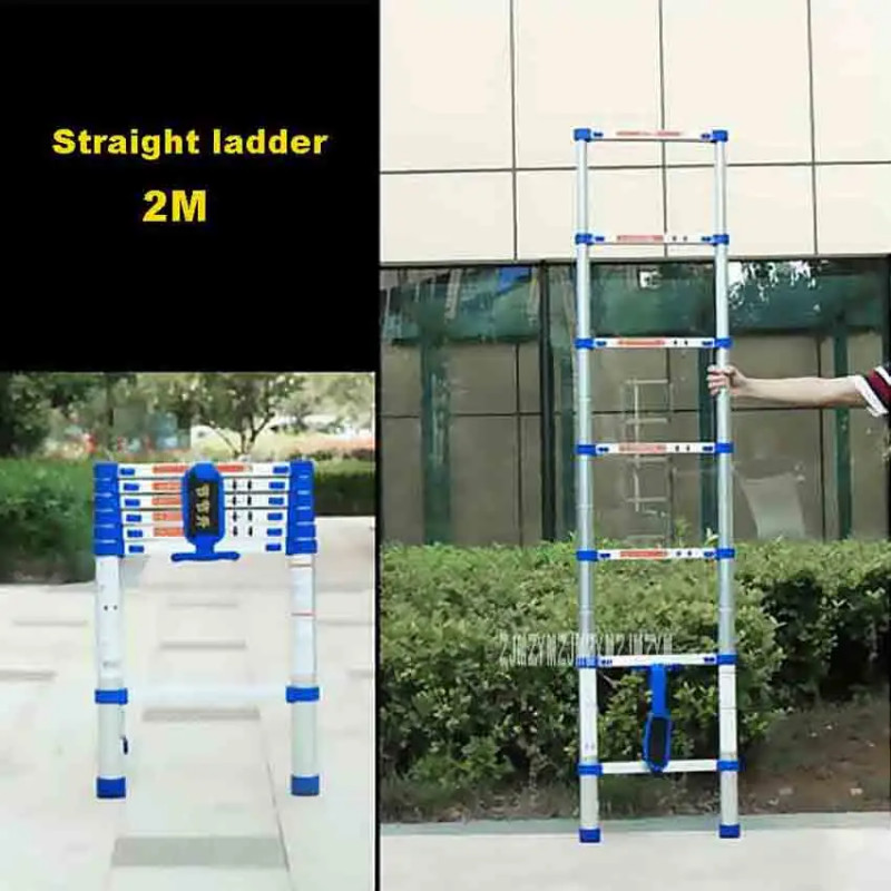 2M High-quality Thicken Aluminium Alloy Single-sided Straight Ladder Portable Household 7-Step Exte