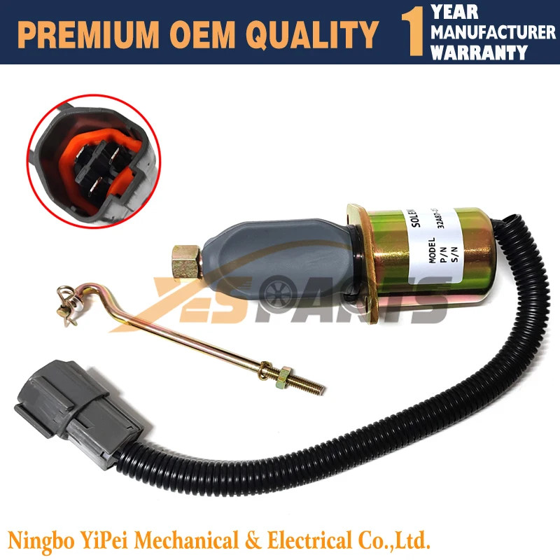 12V 32A87-15100 Stop Solenoid Valve  For Mitsubishi S4Q S4S Volvo Terex Schaeff 32A87-06100 32A87-0