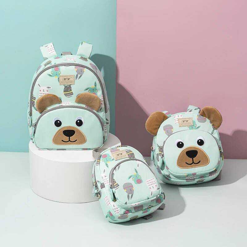 C Manwa Cute Bear Anti Lost Backpack Kindergarten Boys And Girls 2-6 Years Old Outdoor Lightweight