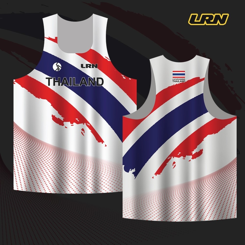เสื้อวิ่งพิมพ์ลาย THAILAND LRN สำหรับวิ่งมาราธอน ผ้า Micro square (MS23)