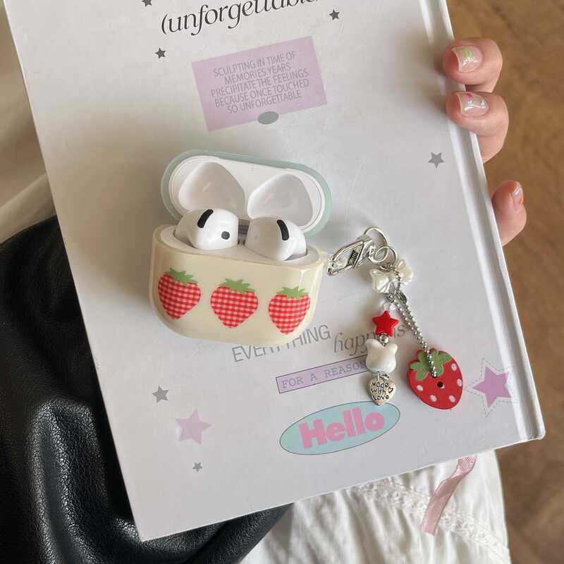 สไตล์เกาหลีฉันสตรอเบอร์รี่ที่เหมาะสมแอปเปิ้ลหูฟังเคสป้องกันแอร์พอด4เคสหูฟังบลูทูธไร้สายแอร์พอดpro2